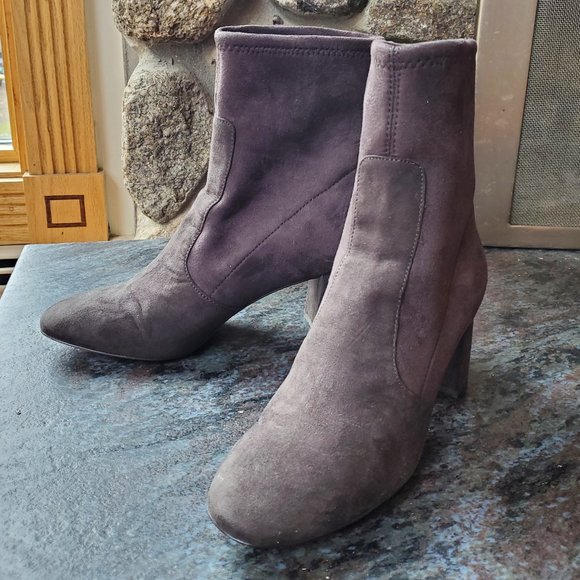 Ann Taylor Brown Micro Suede Stretch Booties Size 8.5M - Picture 3 of 16